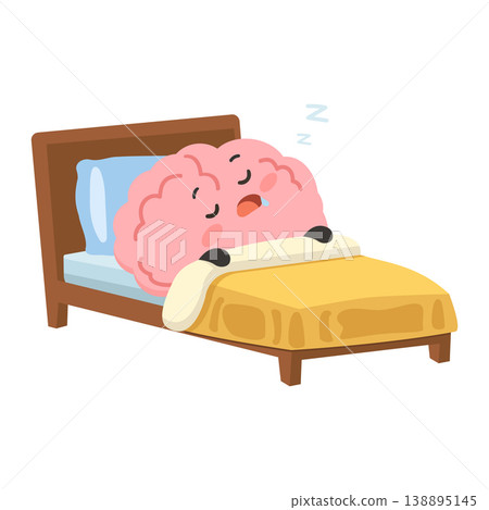 Brain Sleeping In Bed Showing Rest And Relaxation Brain Sleeping In Bed Showing Rest And Relaxation 138895145