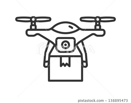 送貨無人機圖示示意圖（線條描圖） 138895473