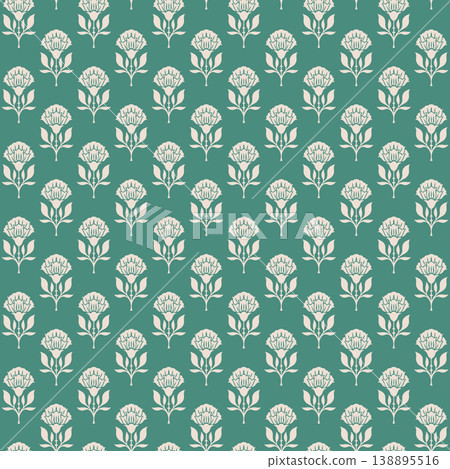 Striped Botanical Jade Floral Motif Striped Botanical Jade Floral Motif 138895516