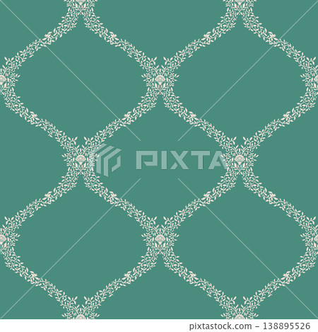 Large Geometric Teal Floral Trellis Large Geometric Teal Floral Trellis 138895526