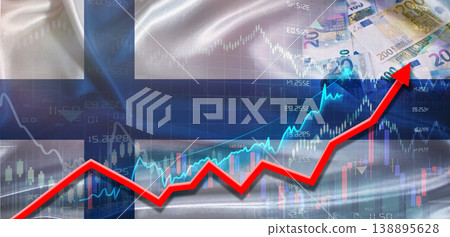 Finland financial growth on market graph. Finland economic growth on financial graph background Finland financial growth on market graph. Finland economic growth on financial graph background 138895628