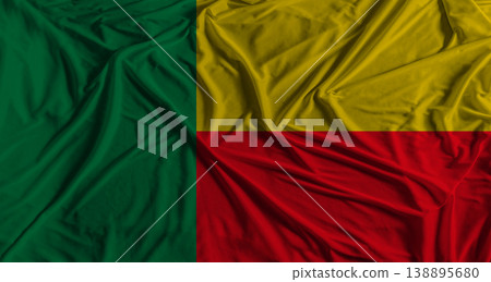 Benin flag with fabric texture background. National flag of Benin with cloth texture Benin flag with fabric texture background. National flag of Benin with cloth texture 138895680