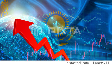 Global financial growth with Kazakhstani flag. Financial growth with Kazakhstan flag on economic background Global financial growth with Kazakhstani flag. Financial growth with Kazakhstan flag on economic background 138895711