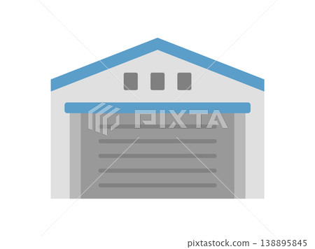 倉庫圖示的插圖，捲簾門緊閉。 138895845