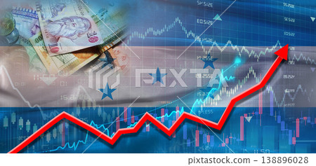 Honduras financial growth on market graph. Honduras economic growth on financial graph background 138896028