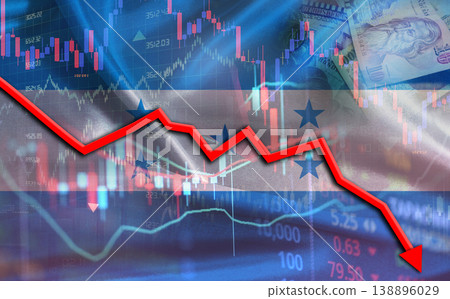 Honduras financial fall on economy market. Honduran financial crisis on economic graph 138896029