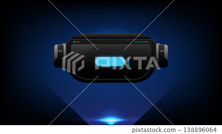 Virtual reality glasses with neon light display, representing gaming,metaverse and modern technology 138896064