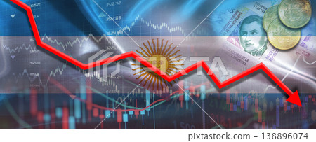 Argentinian financial crisis on economic market. Financial fall of Argentina on economy graph Argentinian financial crisis on economic market. Financial fall of Argentina on economy graph 138896074