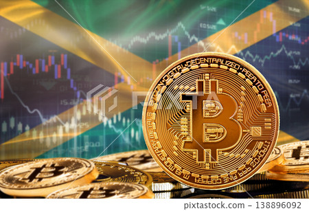Investors in cryptocurrency and Blockchain Technology in Jamaica, Concept. Bitcoin with Jamaican flag in the background Investors in cryptocurrency and Blockchain Technology in Jamaica, Concept. Bitcoin with Jamaican flag in the background 138896092