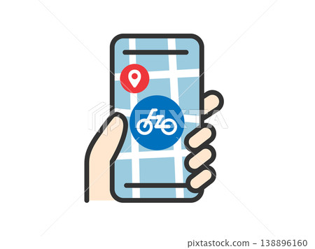 Illustration of an icon (line drawing, color) for checking the delivery status by bicycle. Illustration of an icon (line drawing, color) for checking the delivery status by bicycle. 138896160