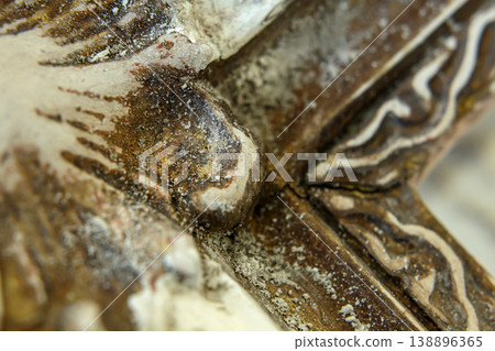 Close Look at Old Wooden Surface Showing Dirt and Textures From Years of Use in a Historic Setting Close Look at Old Wooden Surface Showing Dirt and Textures From Years of Use in a Historic Setting 138896365