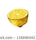 Half a lemon fruit watercolor illustration. Hand draw watercolor element isolated on white background 138896442