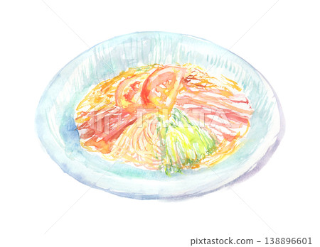 水彩插畫：冰鎮拉麵 138896601