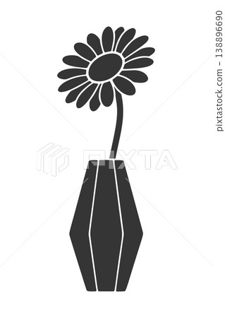 Silhouette icon of a vase and gerbera Silhouette icon of a vase and gerbera 138896690
