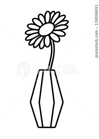 花瓶和非洲菊線條圖標 花瓶和非洲菊線條圖標 138896691