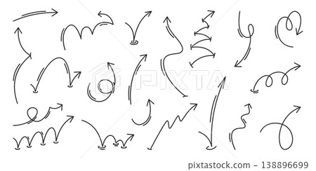 Playful bounce arrows set isolated on white Playful bounce arrows set isolated on white 138896699