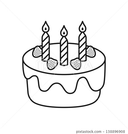 Chocolate cake icon in flat outline stroke style. Bakery pie vector illustration on isolated background. Festive dessert sign business concept. 138896908