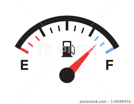 Fuel tank meter icon in flat style. Petrol gauge dashboard vector illustration on isolated background. Energy indicator sign business concept. Fuel tank meter icon in flat style. Petrol gauge dashboard vector illustration on isolated background. Energy indicator sign business concept. 138896958