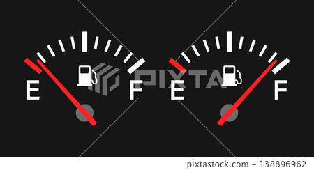 Fuel tank meter icon in flat style. Petrol gauge dashboard vector illustration on isolated background. Energy indicator sign business concept. Fuel tank meter icon in flat style. Petrol gauge dashboard vector illustration on isolated background. Energy indicator sign business concept. 138896962