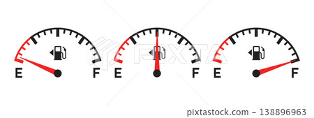 Fuel tank meter icon in flat style. Petrol gauge dashboard vector illustration on isolated background. Energy indicator sign business concept. Fuel tank meter icon in flat style. Petrol gauge dashboard vector illustration on isolated background. Energy indicator sign business concept. 138896963