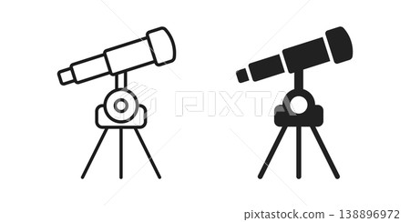Telescope icon in flat style. Spyglass vector illustration on isolated background. Space learning sign business concept. Telescope icon in flat style. Spyglass vector illustration on isolated background. Space learning sign business concept. 138896972