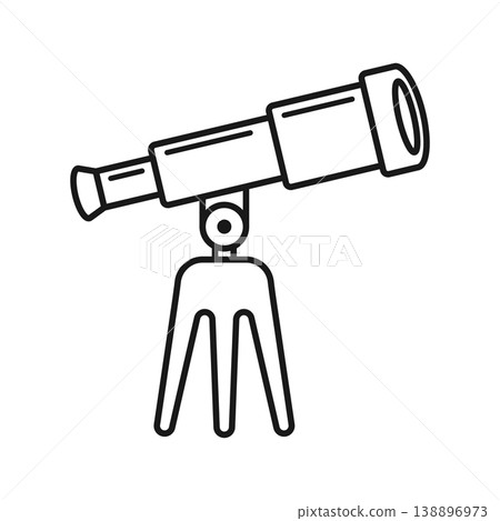 Telescope icon in outline stroke flat style. Spyglass vector illustration on isolated background. Space learning linear sign business concept. 138896973