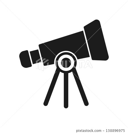 Telescope icon silhouette in flat style. Spyglass vector illustration on isolated background. Space learning sign business concept. Telescope icon silhouette in flat style. Spyglass vector illustration on isolated background. Space learning sign business concept. 138896975