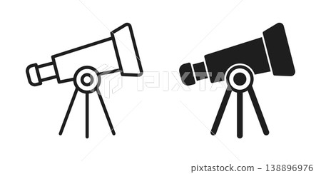 Telescope icon in flat style. Spyglass vector illustration on isolated background. Space learning sign business concept. Telescope icon in flat style. Spyglass vector illustration on isolated background. Space learning sign business concept. 138896976
