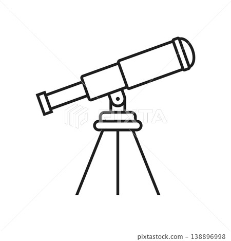 Telescope icon in outline stroke flat style. Spyglass vector illustration on isolated background. Space learning linear sign business concept. 138896998