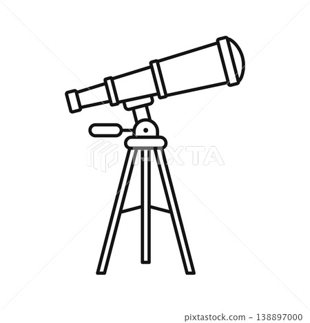 Telescope icon in outline stroke flat style. Spyglass vector illustration on isolated background. Space learning linear sign business concept. Telescope icon in outline stroke flat style. Spyglass vector illustration on isolated background. Space learning linear sign business concept. 138897000