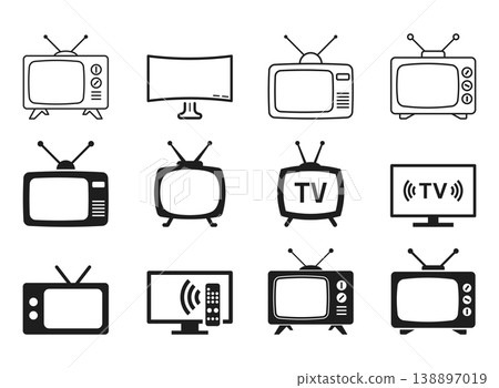Retro tv icon set collection in flat style. Television vector illustration on isolated background. Old screen sign business concept. Retro tv icon set collection in flat style. Television vector illustration on isolated background. Old screen sign business concept. 138897019