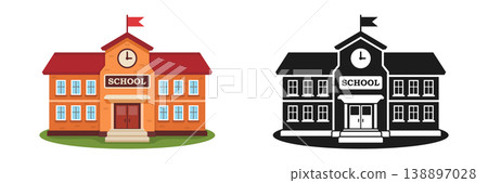 School building icon in flat style. Education house vector illustration on isolated background. College and institute sign business concept. 138897028
