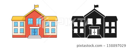 School building icon in flat style. Education house vector illustration on isolated background. College and institute sign business concept. 138897029