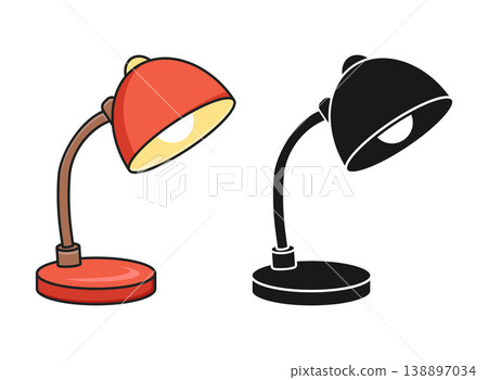 Desk lamp icon in flat style. Bulb silhouette vector illustration on isolated background. Light bulb sign business concept. Desk lamp icon in flat style. Bulb silhouette vector illustration on isolated background. Light bulb sign business concept. 138897034