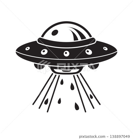UFO spaceship icon in flat style. Spacecraft silhouette vector illustration on isolated background. Futuristic transport sign business concept. UFO spaceship icon in flat style. Spacecraft silhouette vector illustration on isolated background. Futuristic transport sign business concept. 138897049