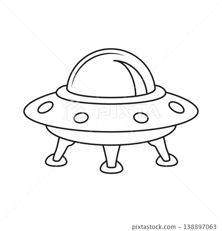 UFO spaceship icon in flat style. Spacecraft linear stroke vector illustration on isolated background. Futuristic transport outline sign business concept. UFO spaceship icon in flat style. Spacecraft linear stroke vector illustration on isolated background. Futuristic transport outline sign business concept. 138897063