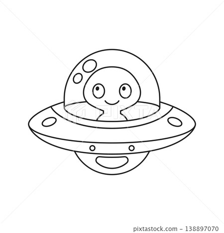 UFO spaceship icon in flat style. Spacecraft linear stroke vector illustration on isolated background. Futuristic transport outline sign business concept. 138897070