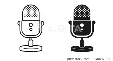 Microphone icon in flat style. Mic for podcast vector illustration on isolated background. Music equipment sign business concept. Microphone icon in flat style. Mic for podcast vector illustration on isolated background. Music equipment sign business concept. 138897087