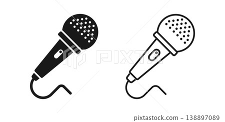 Microphone icon in flat style. Mic for podcast vector illustration on isolated background. Music equipment sign business concept. 138897089
