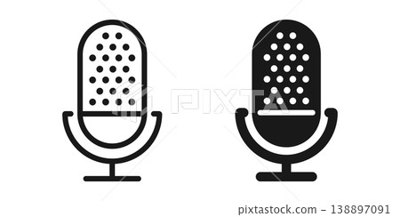 Microphone icon in flat style. Mic for podcast vector illustration on isolated background. Music equipment sign business concept. Microphone icon in flat style. Mic for podcast vector illustration on isolated background. Music equipment sign business concept. 138897091