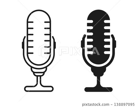 Microphone icon in flat style. Mic for podcast vector illustration on isolated background. Music equipment sign business concept. Microphone icon in flat style. Mic for podcast vector illustration on isolated background. Music equipment sign business concept. 138897095