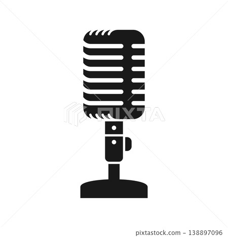 Microphone silhouette icon in flat style. Mic for podcast vector illustration on isolated background. Music equipment sign business concept. Microphone silhouette icon in flat style. Mic for podcast vector illustration on isolated background. Music equipment sign business concept. 138897096