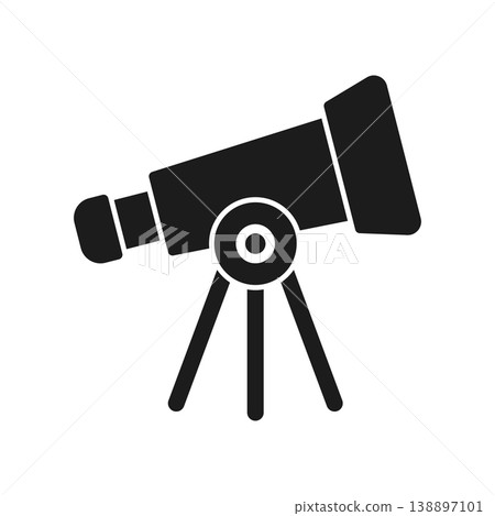 Telescope icon silhouette in flat style. Spyglass vector illustration on isolated background. Space learning sign business concept. 138897101