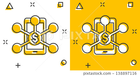 Payment services icon in comic style. Money send cartoon vector illustration on white isolated background. Smartphone transaction splash effect business concept. Payment services icon in comic style. Money send cartoon vector illustration on white isolated background. Smartphone transaction splash effect business concept. 138897116