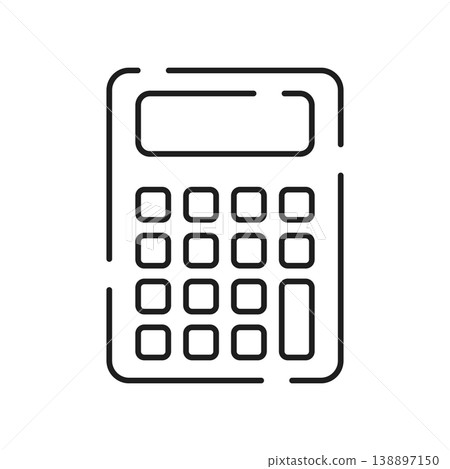 Calculator outline stroke icon in flat style. School educational supplies vector illustration on isolated background. Financial stationery sign business concept. Calculator outline stroke icon in flat style. School educational supplies vector illustration on isolated background. Financial stationery sign business concept. 138897150