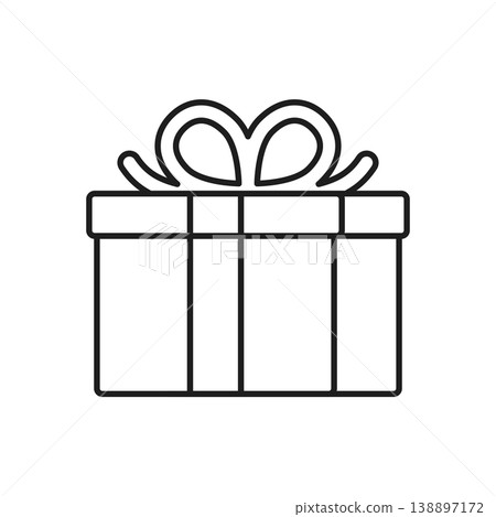 Gift box icon in outline stroke flat style. Prize with ribbon bow vector illustration on isolated background. Christmas package linear sign business concept. Gift box icon in outline stroke flat style. Prize with ribbon bow vector illustration on isolated background. Christmas package linear sign business concept. 138897172
