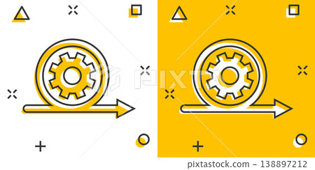 Agile icon in comic style. Flexible cartoon vector illustration on white isolated background. Arrow cycle splash effect business concept. Agile icon in comic style. Flexible cartoon vector illustration on white isolated background. Arrow cycle splash effect business concept. 138897212