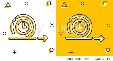 Agile icon in comic style. Flexible cartoon vector illustration on white isolated background. Arrow cycle splash effect business concept. 138897213