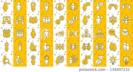 People leadership icon set in comic style. Person cartoon collection vector illustration on white isolated background. User teamwork splash effect business concept. People leadership icon set in comic style. Person cartoon collection vector illustration on white isolated background. User teamwork splash effect business concept. 138897232