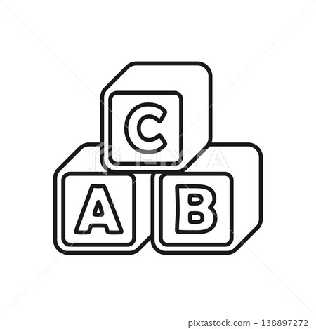 Alphabet ABC blocks icon silhouette in outline stroke flat style. Child education vector illustration on isolated background. Elementary school sign business concept. Alphabet ABC blocks icon silhouette in outline stroke flat style. Child education vector illustration on isolated background. Elementary school sign business concept. 138897272